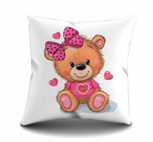 Dětský polštář 40x40 cm růžový medvídek